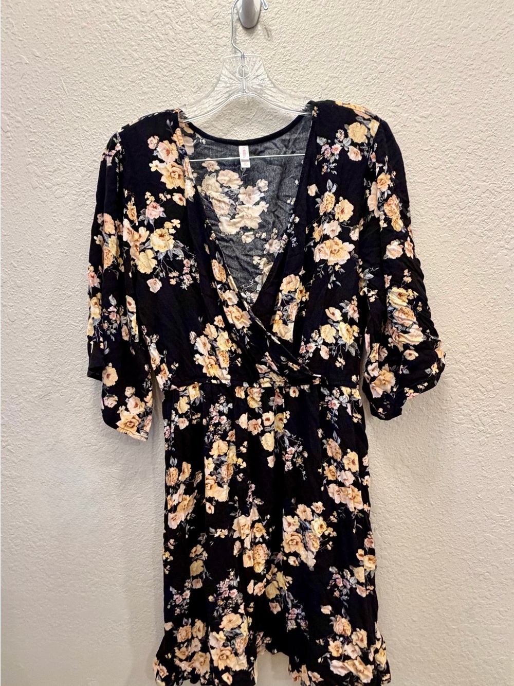 Xhilaration Black Floral Wrap Dress – Women’s Medium